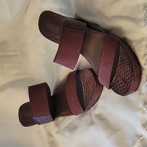 Gently Used A.N.A. Brown Wedge Heels. Size 9.